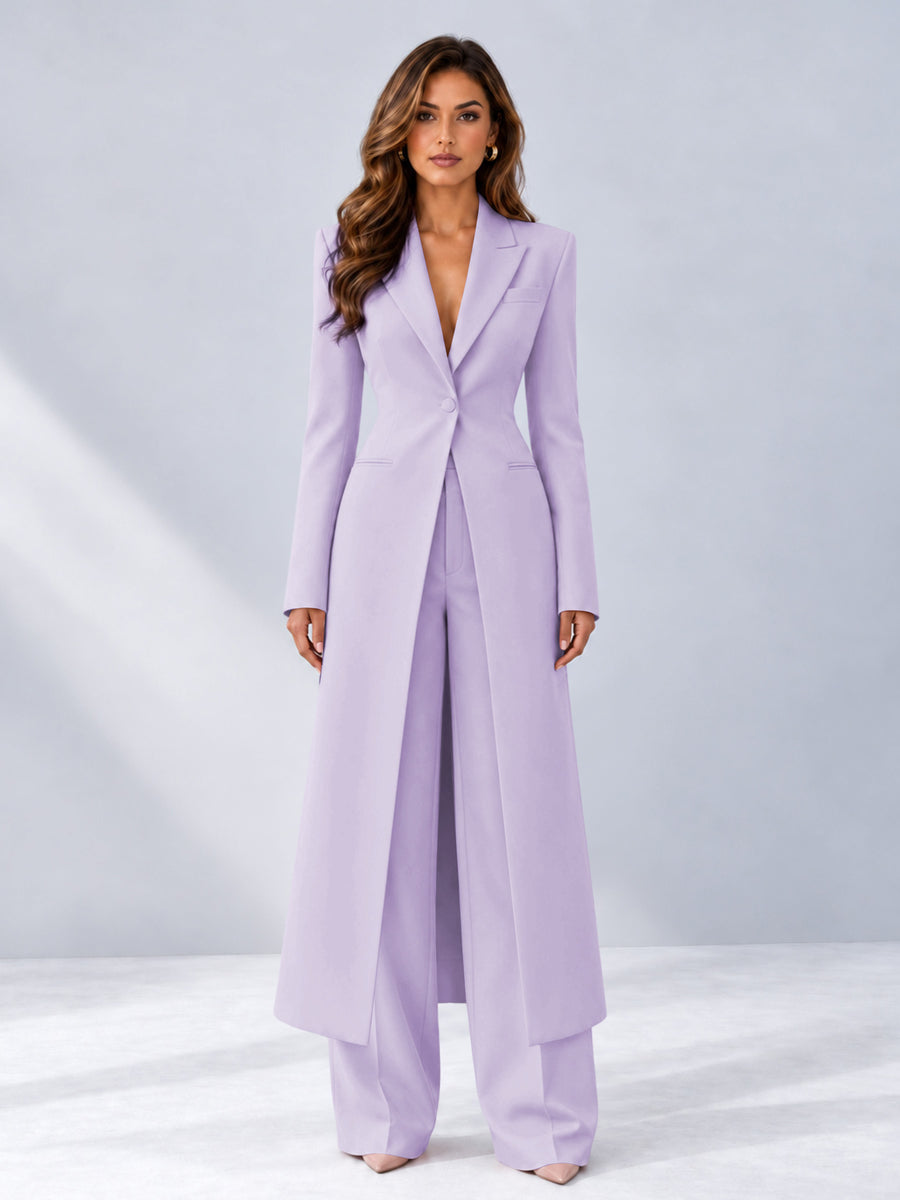 Lilac 2 Pieces Tailored Fit Notch Lapel One Button Women's Suits