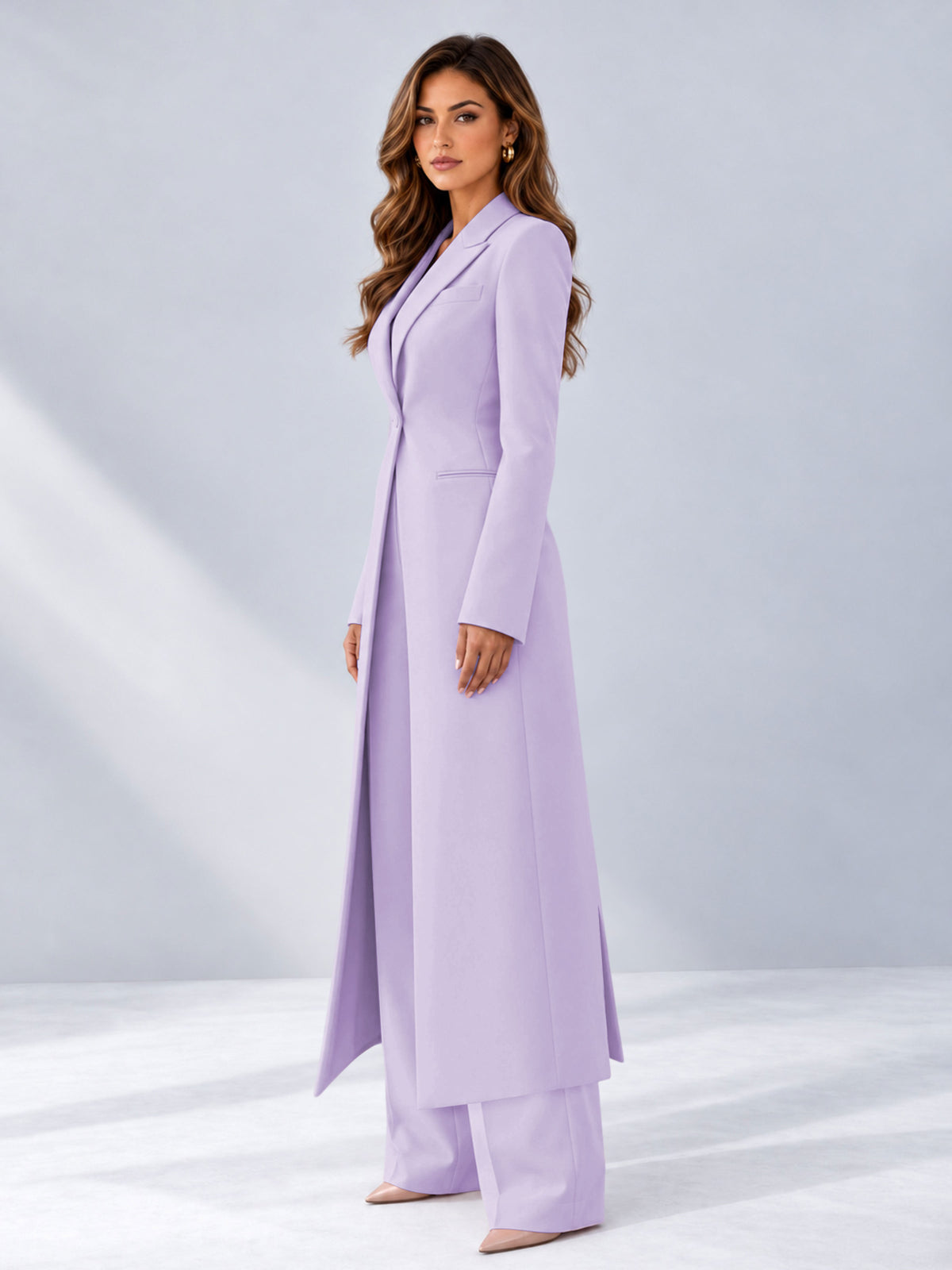 Lilac 2 Pieces Tailored Fit Notch Lapel One Button Women's Suits