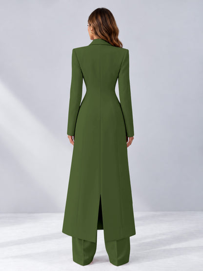 Olive Green 2 Pieces Tailored Fit Notch Lapel One Button Women's Suits