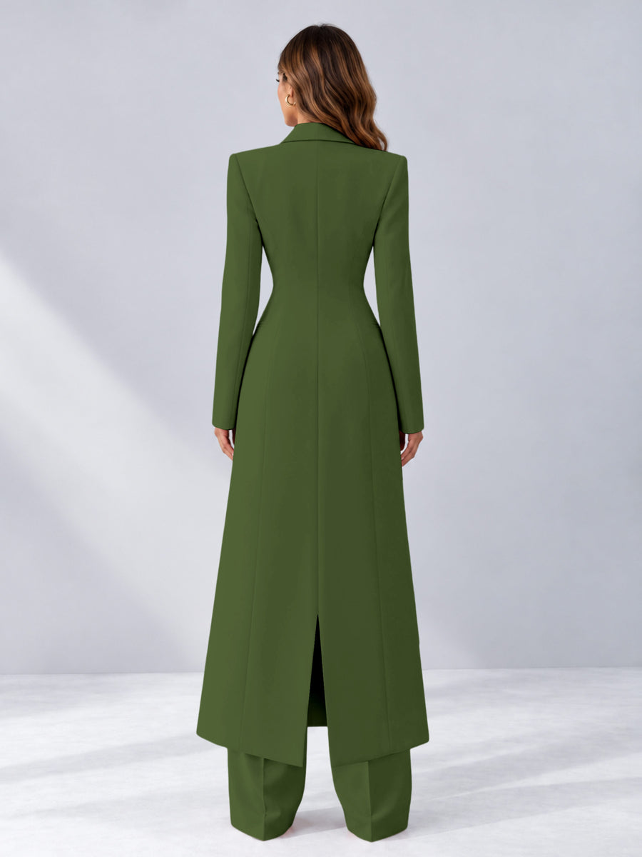 Olive Green 2 Pieces Tailored Fit Notch Lapel One Button Women's Suits