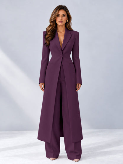 Plum 2 Pieces Tailored Fit Notch Lapel One Button Women's Suits