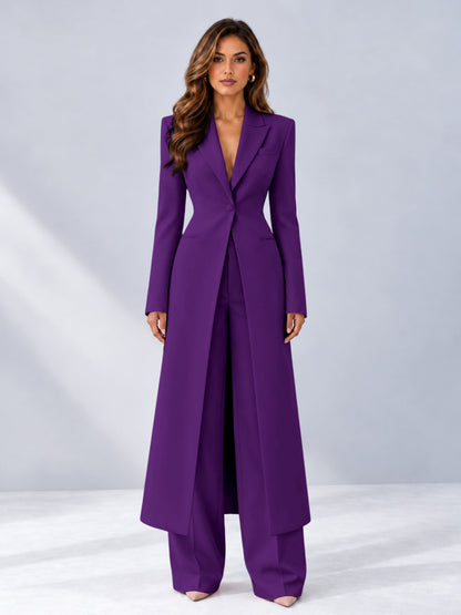 Purple 2 Pieces Tailored Fit Notch Lapel One Button Women's Suits
