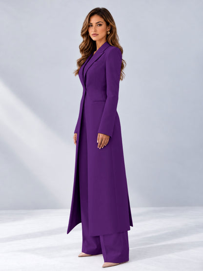Purple 2 Pieces Tailored Fit Notch Lapel One Button Women's Suits
