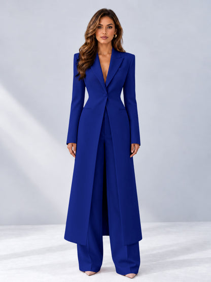 Royal Blue 2 Pieces Tailored Fit Notch Lapel One Button Women's Suits