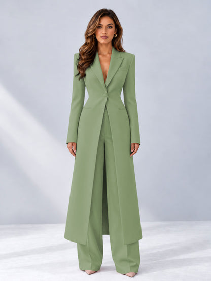 Sage Green 2 Pieces Tailored Fit Notch Lapel One Button Women's Suits