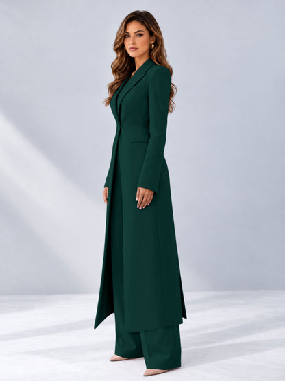 Teal 2 Pieces Tailored Fit Notch Lapel One Button Women's Suits