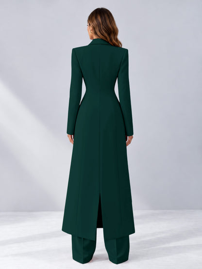 Teal 2 Pieces Tailored Fit Notch Lapel One Button Women's Suits