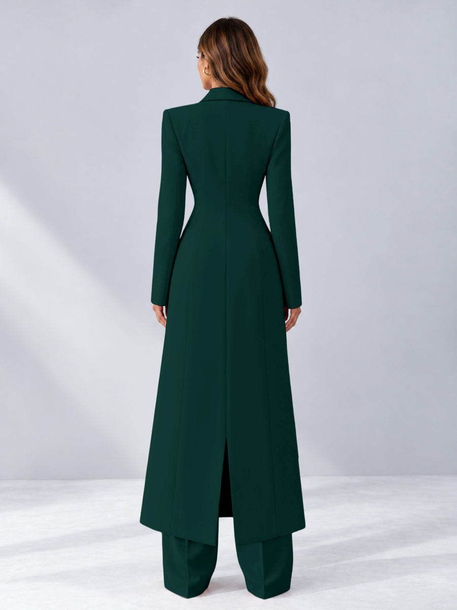 Teal 2 Pieces Tailored Fit Notch Lapel One Button Women's Suits