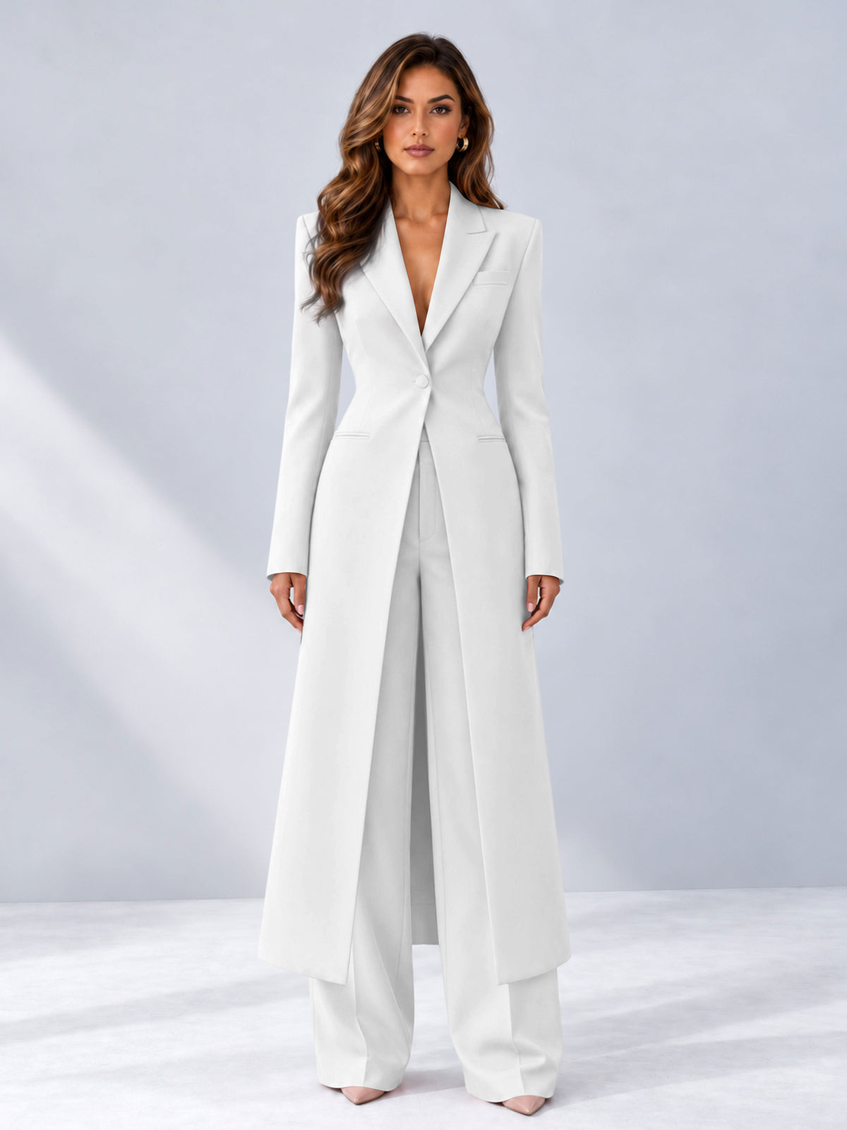 White 2 Pieces Tailored Fit Notch Lapel One Button Women's Suits