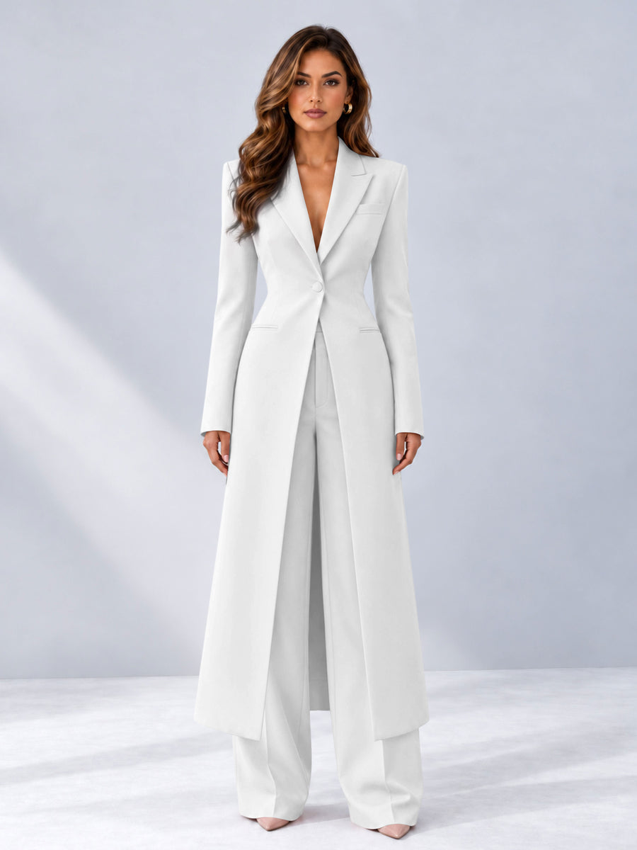 White 2 Pieces Tailored Fit Notch Lapel One Button Women's Suits