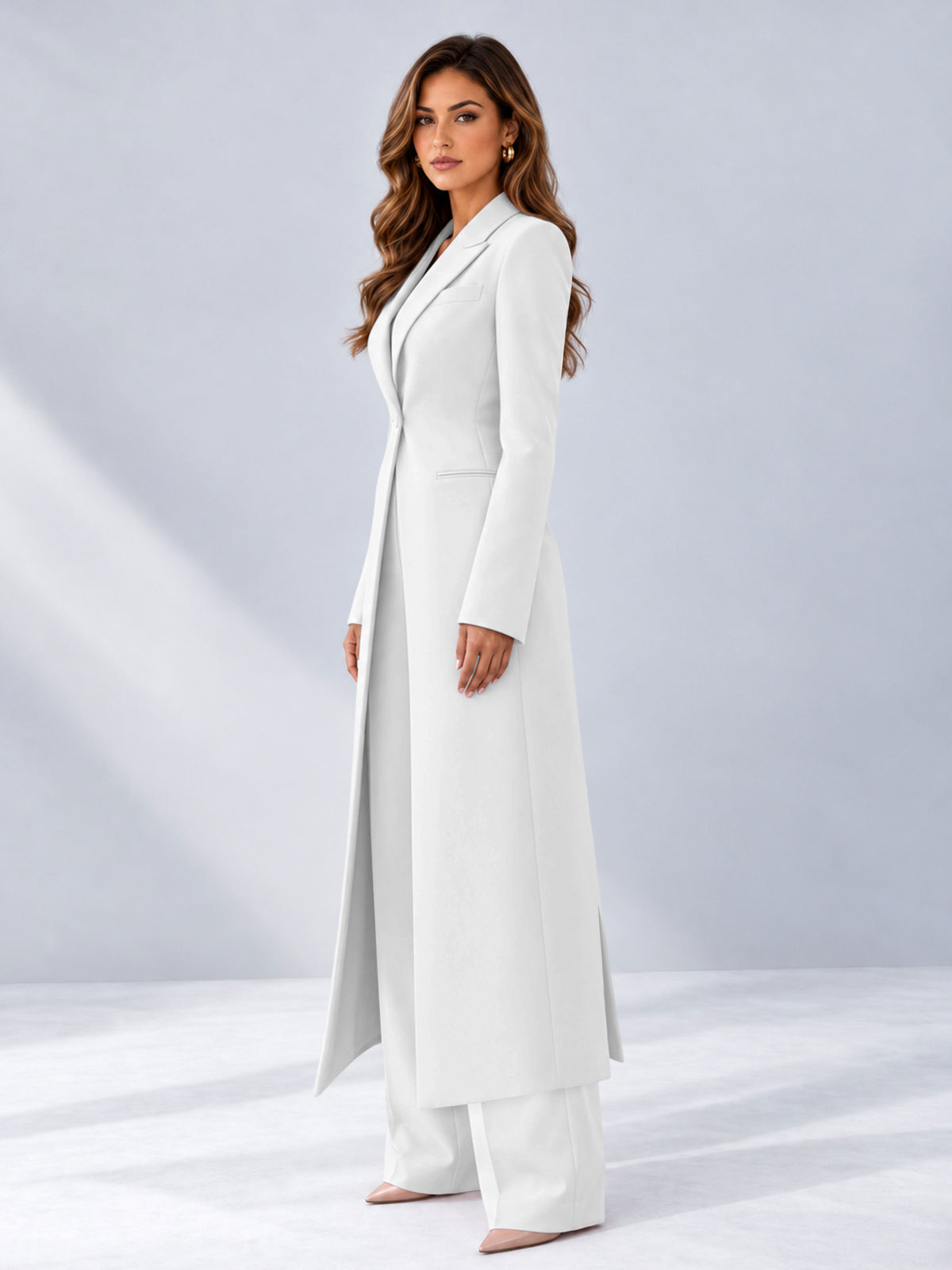 White 2 Pieces Tailored Fit Notch Lapel One Button Women's Suits