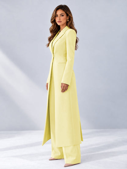 Yellow 2 Pieces Tailored Fit Notch Lapel One Button Women's Suits