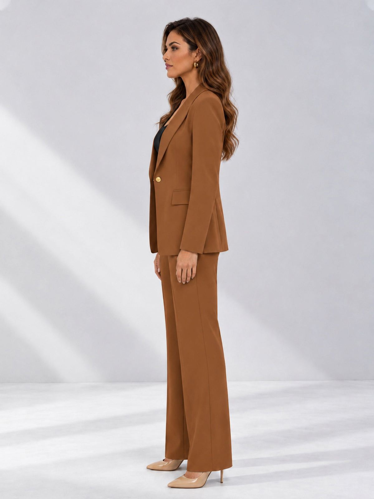 Burnt Orange 2 Pieces Tailored Fit Notched Lapel One Button Women's Suits 