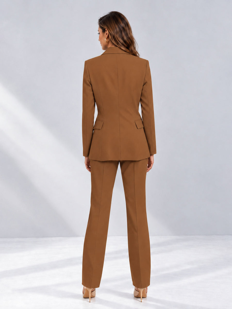 Burnt Orange 2 Pieces Tailored Fit Notched Lapel One Button Women's Suits 