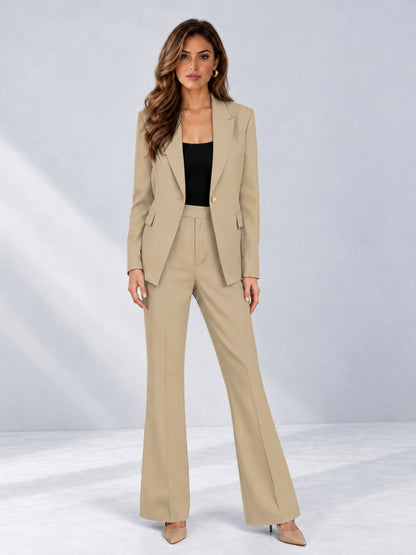 Champagne 2 Pieces Tailored Fit Notched Lapel One Button Women's Suits 