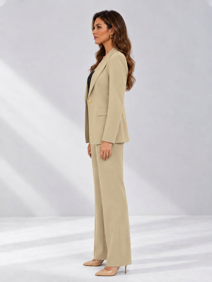 Champagne 2 Pieces Tailored Fit Notched Lapel One Button Women's Suits 