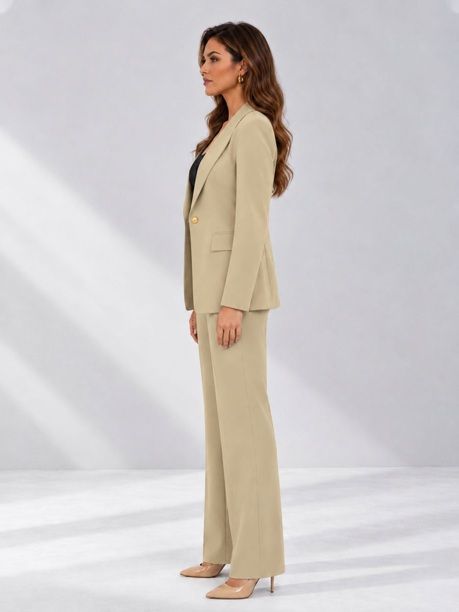 Champagne 2 Pieces Tailored Fit Notched Lapel One Button Women's Suits 