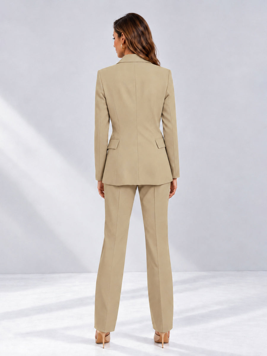 Champagne 2 Pieces Tailored Fit Notched Lapel One Button Women's Suits 