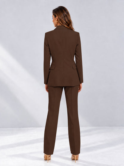 Chocolate 2 Pieces Tailored Fit Notched Lapel One Button Women's Suits 