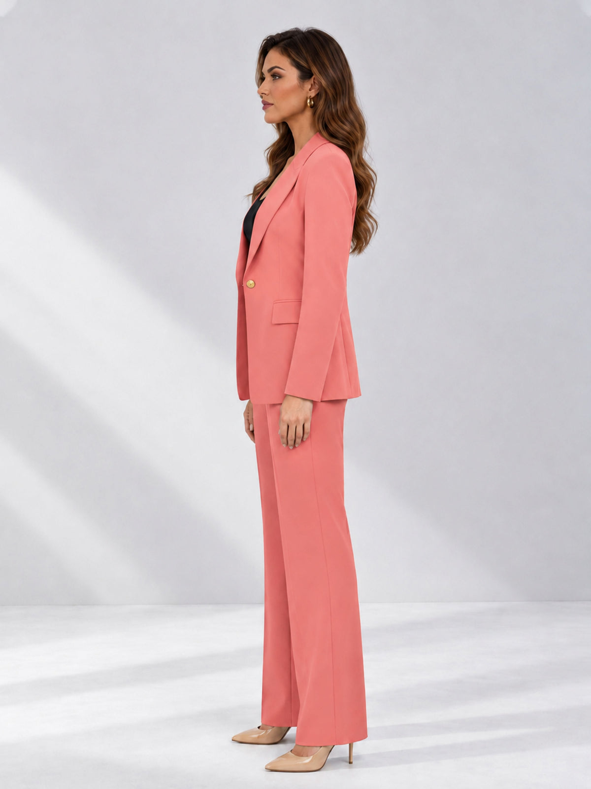 Coral 2 Pieces Tailored Fit Notched Lapel One Button Women's Suits 
