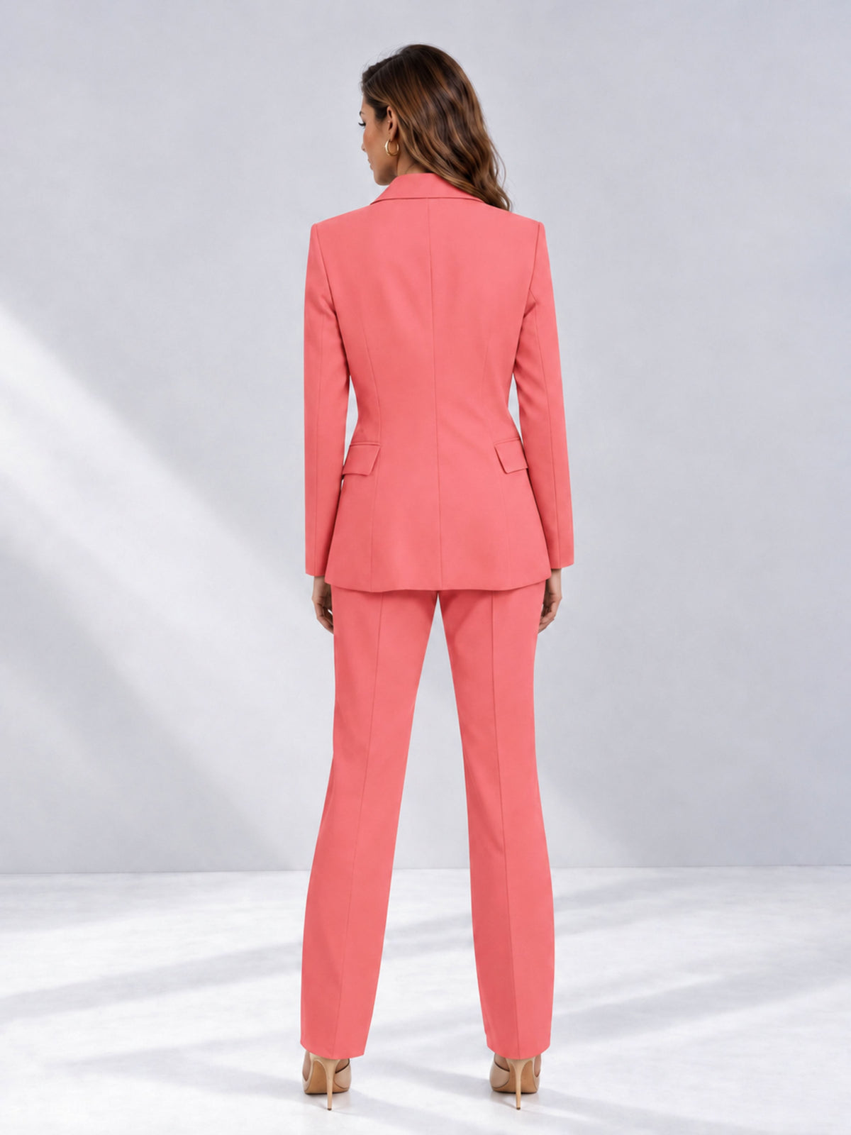 Coral 2 Pieces Tailored Fit Notched Lapel One Button Women's Suits 