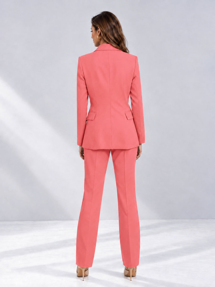 Coral 2 Pieces Tailored Fit Notched Lapel One Button Women's Suits 