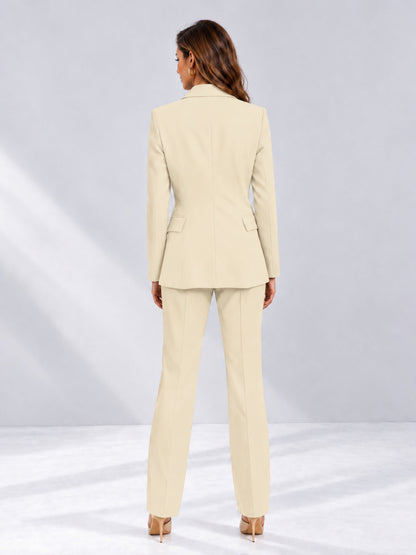 Cream 2 Pieces Tailored Fit Notched Lapel One Button Women's Suits 