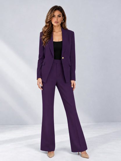 Dark Purple 2 Pieces Tailored Fit Notched Lapel One Button Women's Suits  