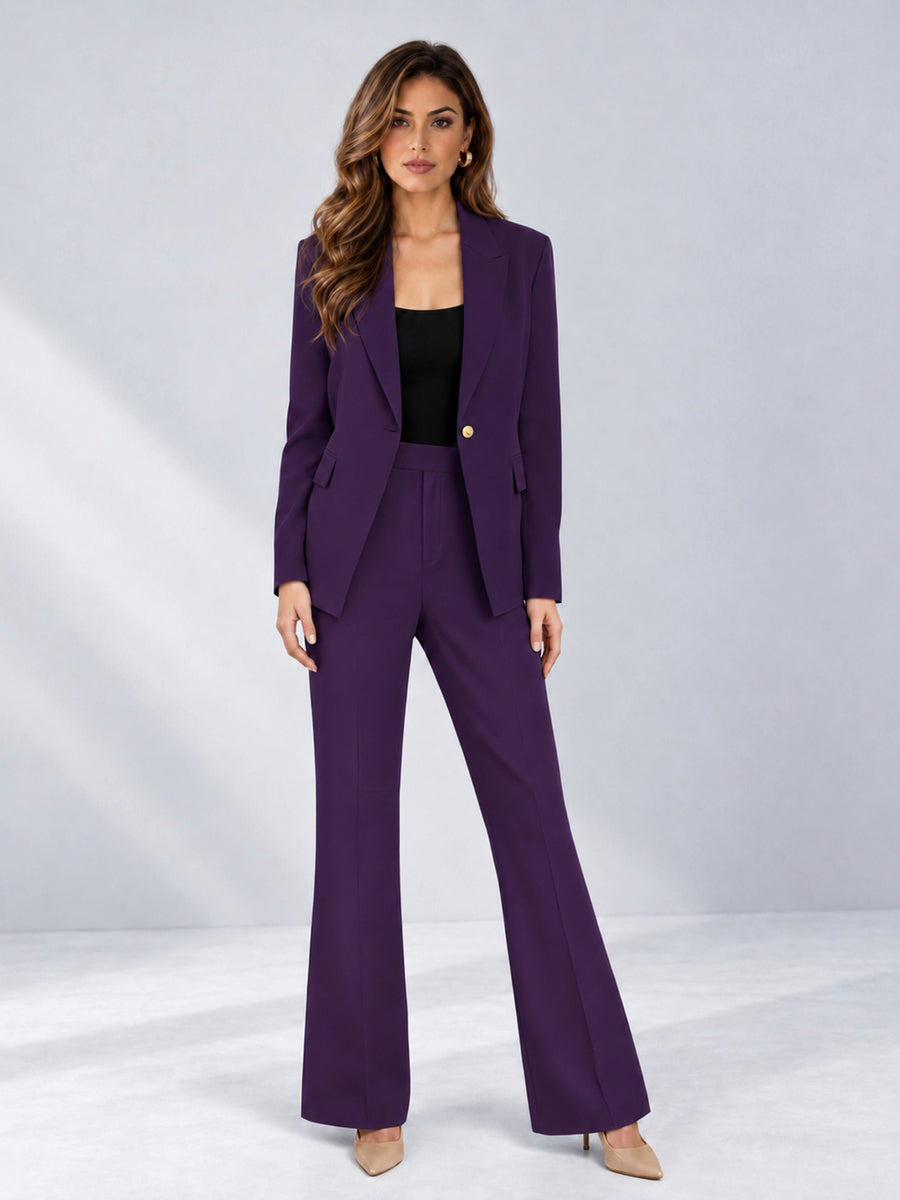 Dark Purple 2 Pieces Tailored Fit Notched Lapel One Button Women's Suits  