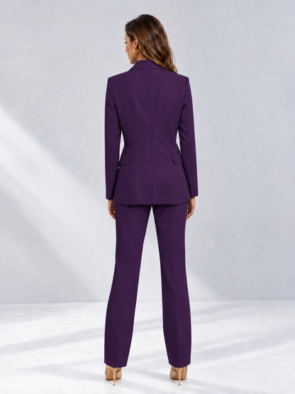 Dark Purple 2 Pieces Tailored Fit Notched Lapel One Button Women's Suits  