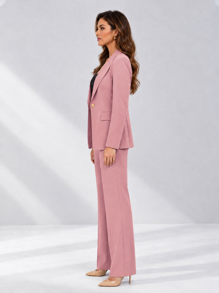 Dusty Rose 2 Pieces Tailored Fit Notched Lapel One Button Women's Suits 