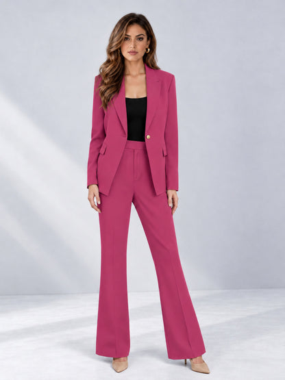 Hot Pink 2 Pieces Tailored Fit Notched Lapel One Button Women's Suits 