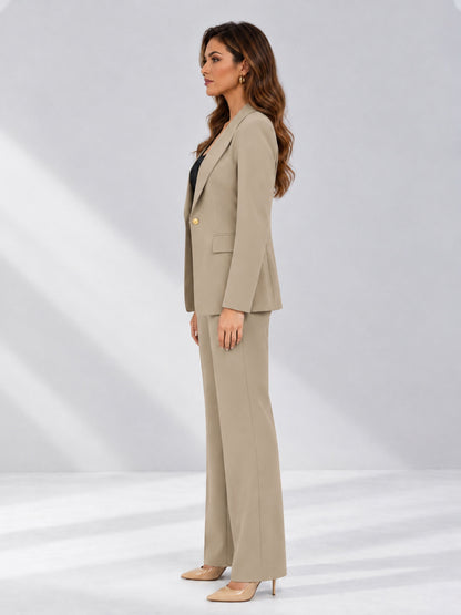 Khaki 2 Pieces Tailored Fit Notched Lapel One Button Women's Suits 