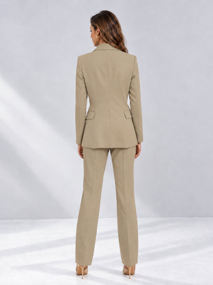 Khaki 2 Pieces Tailored Fit Notched Lapel One Button Women's Suits 