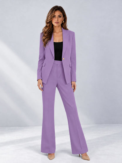 Lilac 2 Pieces Tailored Fit Notched Lapel One Button Women's Suits 