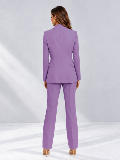 Lilac 2 Pieces Tailored Fit Notched Lapel One Button Women's Suits 