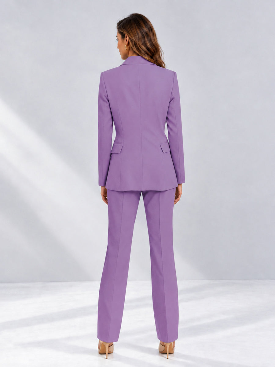 Lilac 2 Pieces Tailored Fit Notched Lapel One Button Women's Suits 