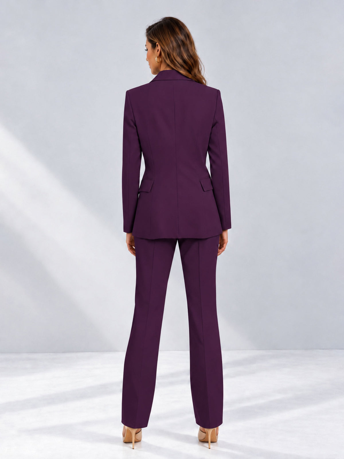 Plum 2 Pieces Tailored Fit Notched Lapel One Button Women's Suits 