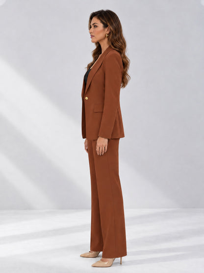 Rust 2 Pieces Tailored Fit Notched Lapel One Button Women's Suits 
