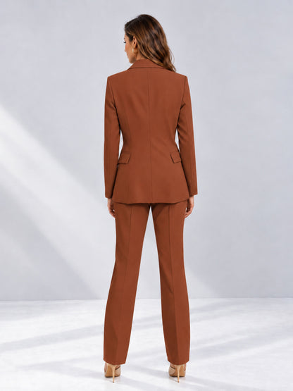 Rust 2 Pieces Tailored Fit Notched Lapel One Button Women's Suits 