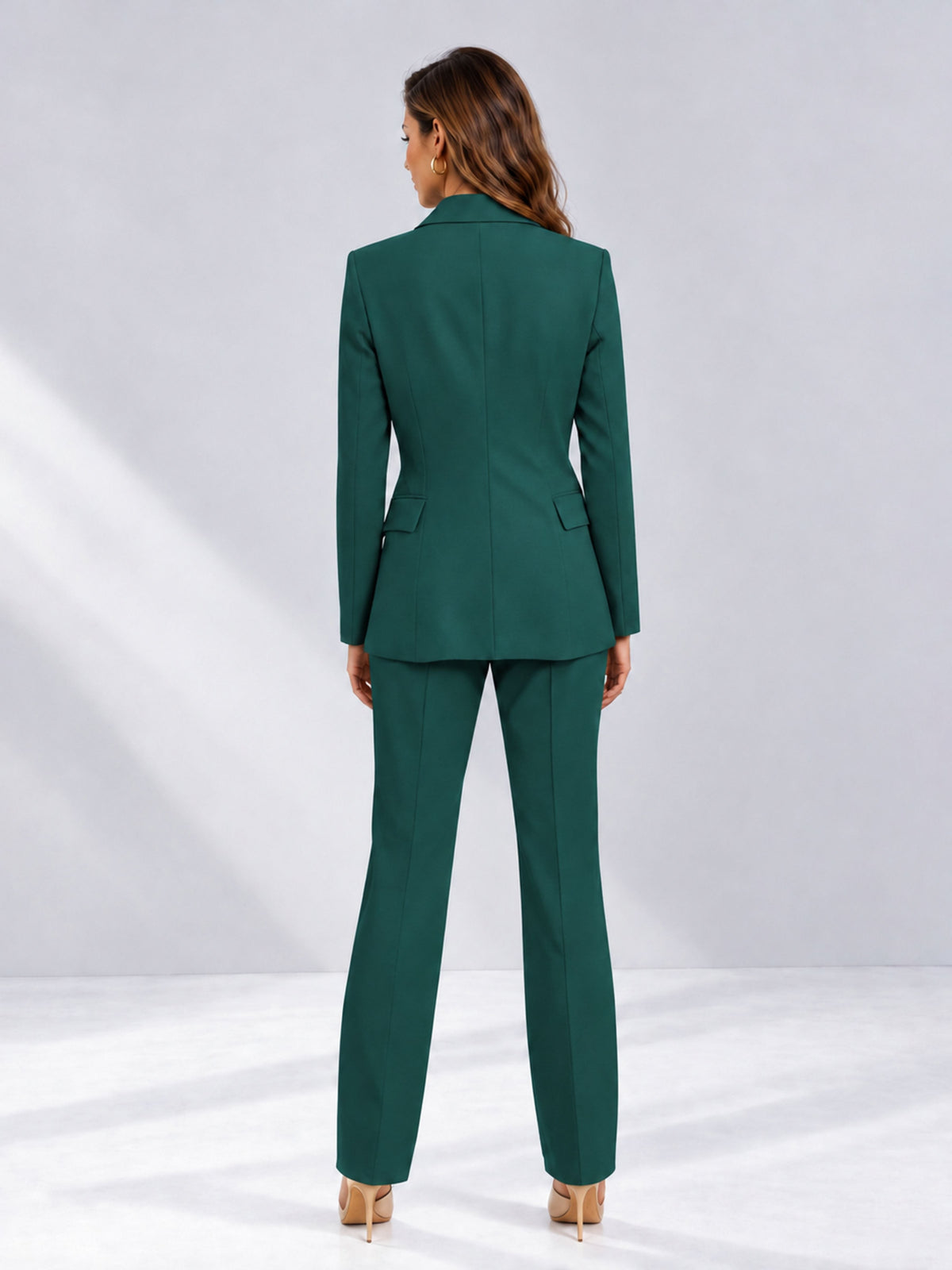 Teal 2 Pieces Tailored Fit Notched Lapel One Button Women's Suits 