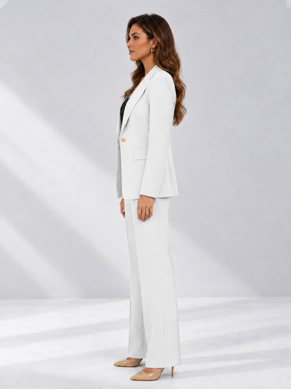 White 2 Pieces Tailored Fit Notched Lapel One Button Women's Suits 