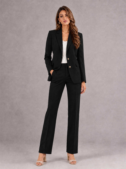 Black 2 Pieces Tailored Fit Notched Lapel Suits Women's Suits