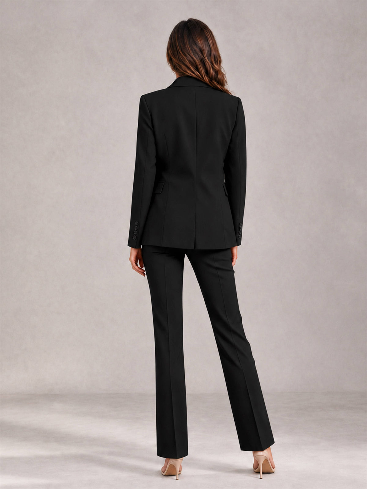Black 2 Pieces Tailored Fit Notched Lapel Suits Women's Suits