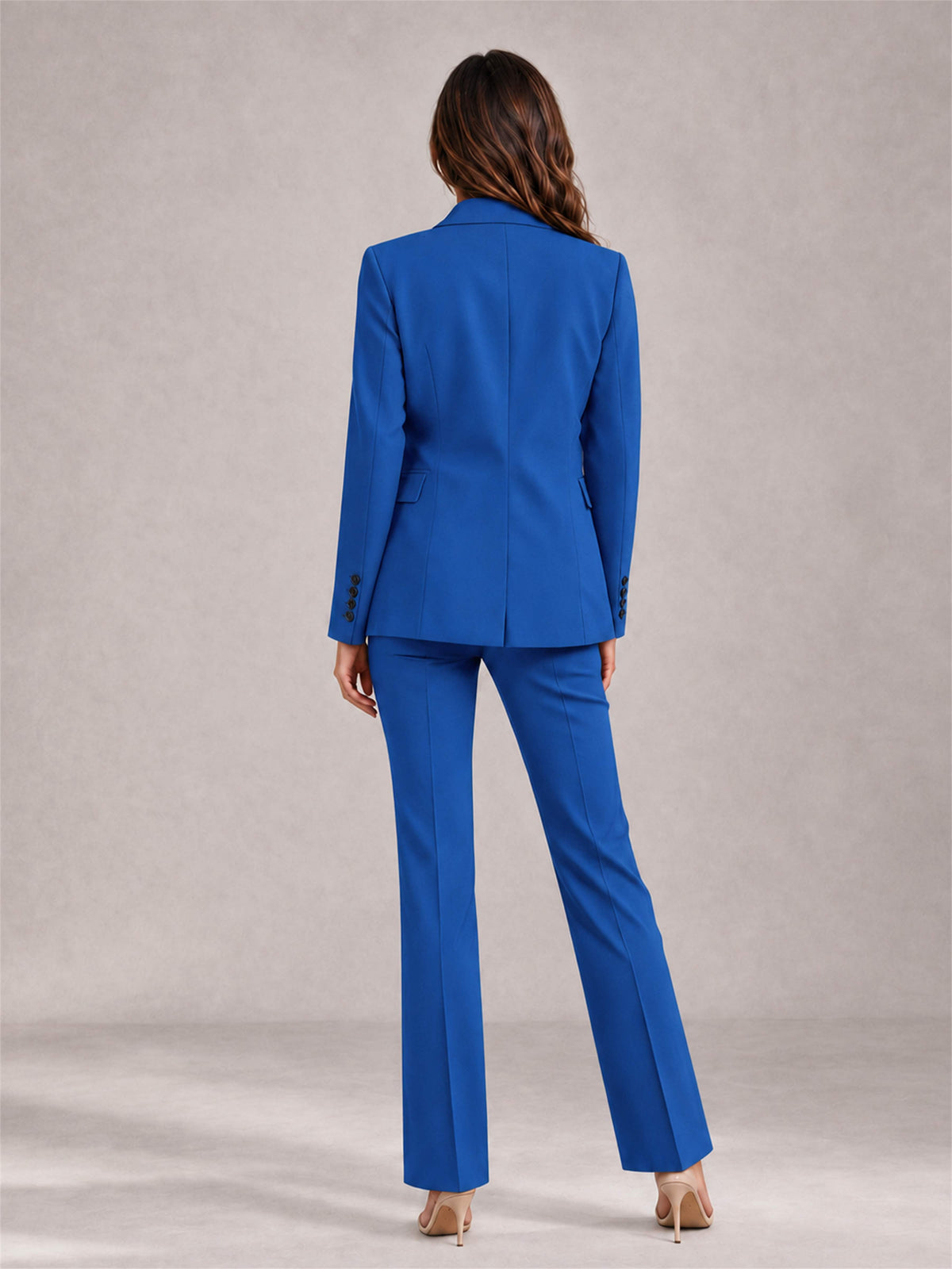 Blue 2 Pieces Tailored Fit Notched Lapel Suits Women's Suits