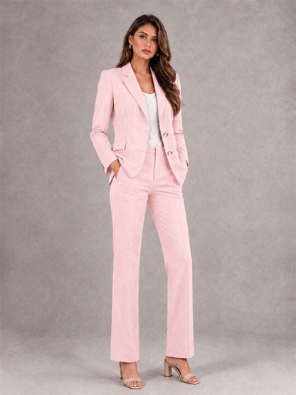 Blush Pink 2 Pieces Tailored Fit Notched Lapel Suits Women's Suits