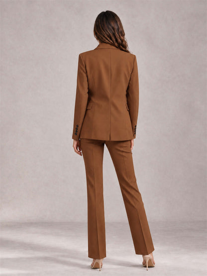 Burnt Orange 2 Pieces Tailored Fit Notched Lapel Suits Women's Suits