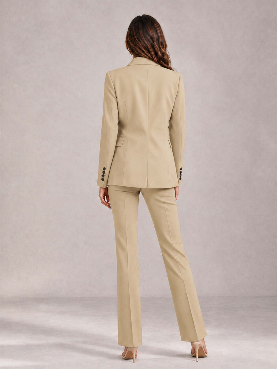 Champagne 2 Pieces Tailored Fit Notched Lapel Suits Women's Suits