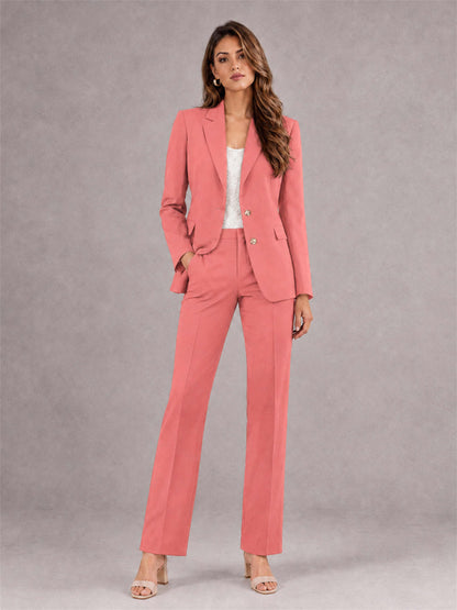 Coral 2 Pieces Tailored Fit Notched Lapel Suits Women's Suits