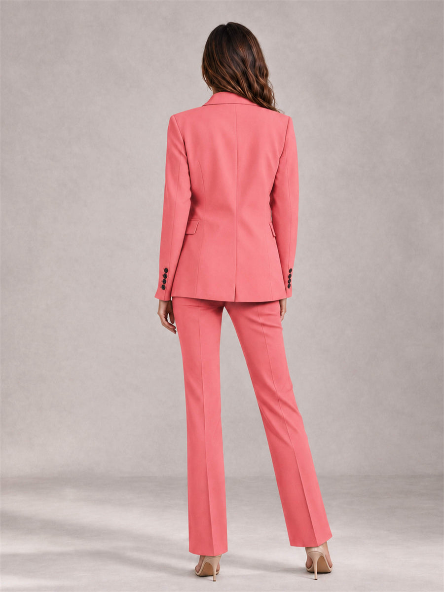 Coral 2 Pieces Tailored Fit Notched Lapel Suits Women's Suits